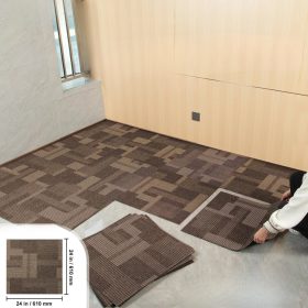   Moduláris padlószőnyeg 610x610 mm, puha alátéttel, ragasztás nélküli telepítés, 24 db kevert barna árnyalat