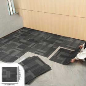   Moduláris padlószőnyeg elemek 24 db x 610x610 mm puha párnázással, ragasztómatricákkal kevert szürke