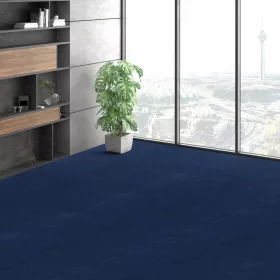   Öntapadós moduláris padlószőnyeg elemek 15db x 61x61 cm puha párnázással sötétkék padlóburkolat