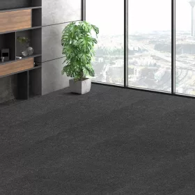   Öntapadós moduláris padlószőnyeg 12 db 305 × 305 mm puha párnázással sötétszürke padlóburkolat