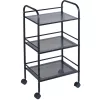 3 szintes acél gurulós tárolókocsi fekete 90 kg teherbírású 400x285x748 mm konyhai tálalókocsi 