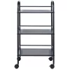 3 szintes acél gurulós tárolókocsi fekete 90 kg teherbírású 400x285x748 mm konyhai tálalókocsi 