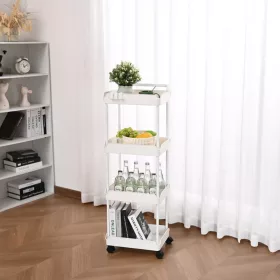   4 szintes gurulós tárolókocsi fehér 60 kg teherbírású konyhai tálalókocsi