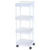4 szintes gurulós tárolókocsi fehér 60 kg teherbírású konyhai tálalókocsi