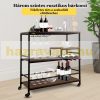 Serving cart rolling kitchen storage 90x40x95 cm 100 kg capacity bar cart with wine rack Vintage brown black