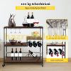 Serving cart rolling kitchen storage 90x40x95 cm 100 kg capacity bar cart with wine rack Vintage brown black