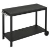 Stainless steel kitchen trolley with 2 wheels, serving trolley 128x46.5x86.5 cm black