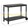 Stainless steel kitchen trolley with 2 wheels, serving trolley 128x46.5x86.5 cm black