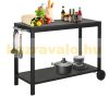 Stainless steel kitchen trolley with 2 wheels, serving trolley 128x46.5x86.5 cm black