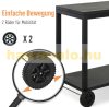 Stainless steel kitchen trolley with 2 wheels, serving trolley 128x46.5x86.5 cm black