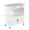 Double kitchen storage made of white pine wood, bamboo worktop with wine rack and rolling drawer