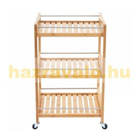 Gurulós konyhai kocsi, tálalókocsi 76x46x38 cm bambusz