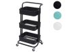 Serving cart, kitchen cart, bar cart with handle black, white, blue 86x44x37 cm powder-coated steel 