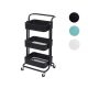 Serving cart, kitchen cart, bar cart with handle black, white, blue 86x44x37 cm powder-coated steel 