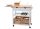 Rolling kitchen cart, serving cart 89x119x89 cm pine wood in white and natural wood color