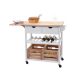 Rolling kitchen cart, serving cart 89x119x89 cm pine wood in white and natural wood color