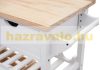 Rolling kitchen cart, serving cart 89x119x89 cm pine wood in white and natural wood color