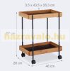 Bamboo serving cart with 2 shelves elegant party cart 57x46x28 cm in bamboo-black color