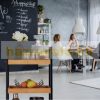 Bamboo serving cart with 3 shelves, elegant party cart 69x37x34 cm cm in bamboo-black color