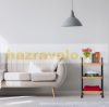 Bamboo serving cart with 3 shelves, elegant party cart 69x37x34 cm cm in bamboo-black color