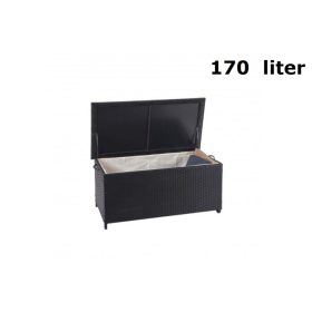   Kerti tároló polirattan kerti láda 51x100x50 cm 170 liter fekete