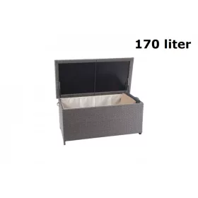  Kerti tároló polirattan kerti láda 51x100x50 cm 170 liter szürke