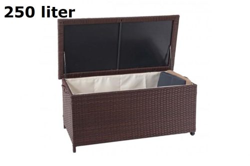 Garden storage polyrattan garden box 51x115x59 cm 250 liters brown