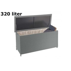   Kerti tároló polirattan kerti láda 63x135x52 cm 320 liter szürke