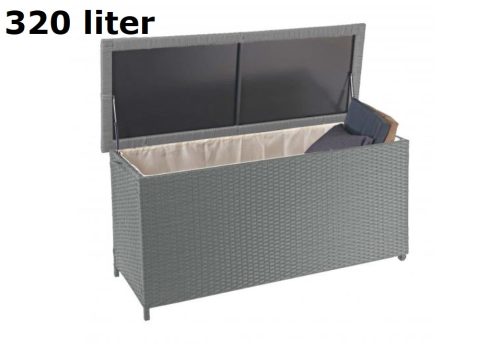 Garden storage polyrattan garden box 63x135x52 cm 320 liters gray