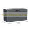 Kerti tároló polirattan kerti láda pad 120x54,5x62,5 cm 380 liter szürke 2 fő számára alkalmas