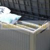 Kerti tároló polirattan kerti láda pad 120x54,5x62,5 cm 380 liter szürke 2 fő számára alkalmas kerti bútor