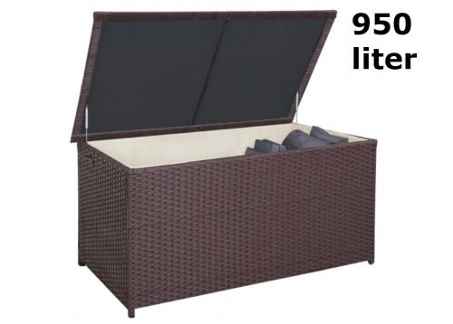 Garden storage polyrattan garden box 80x160x94 cm 950 liters brown 