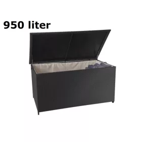   Kerti tároló polirattan kerti láda 80x160x94 cm 950 liter fekete
