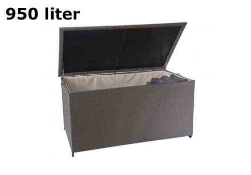 Garden storage polyrattan garden box 80x160x94 cm 950 liters gray