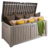 Kerti tároló láda 1430x675x605mm kültéri szerszámos láda 454 liter kapacitással 399 kg teherbírással
