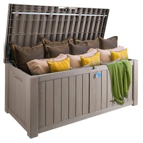   Kerti tároló láda 1430x675x605mm kültéri szerszámos láda 454 liter kapacitással 399 kg teherbírással