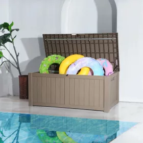   Kerti tároló láda 1430x675x605mm kültéri szerszámos láda 454 liter kapacitással 399 kg teherbírással