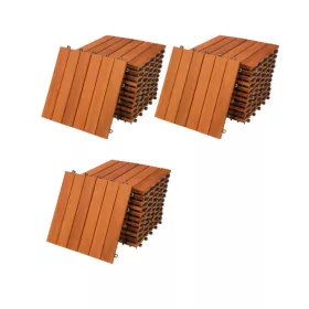 Akácfa teraszburkolólap 33 darabos készlet 30x30 cm balkonburkolólap kazettás teraszburkolat
