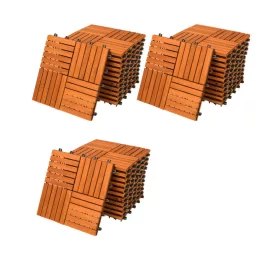 Akácfa mozaik teraszburkolólap 33 darabos készlet 30x30 cm balkonburkolólap kazettás teraszburkolat