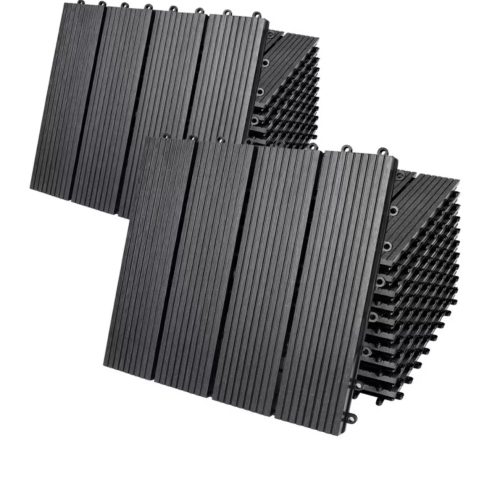 2 m² WPC kazettás teraszburkolólap 22 darabos készlet 30x30 cm klasszikus balkonburkolólap antracit teraszburkolat