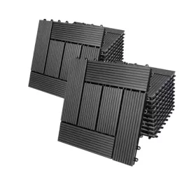 WPC kazettás teraszburkolólap 22 darabos készlet 30x30 cm mozaik balkonburkolólap antracit teraszburkolat