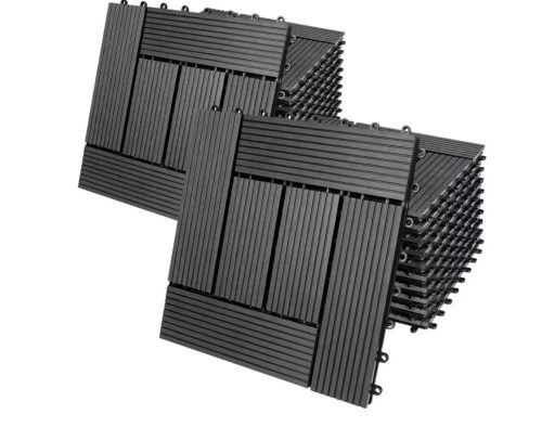 2 m² WPC kazettás teraszburkolólap 22 darabos készlet 30x30 cm mozaik balkonburkolólap antracit teraszburkolat