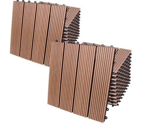 2 m² WPC kazettás teraszburkolólap 22 darabos készlet 30x30 cm klasszikus balkonburkolólap Terrakotta teraszburkolat
