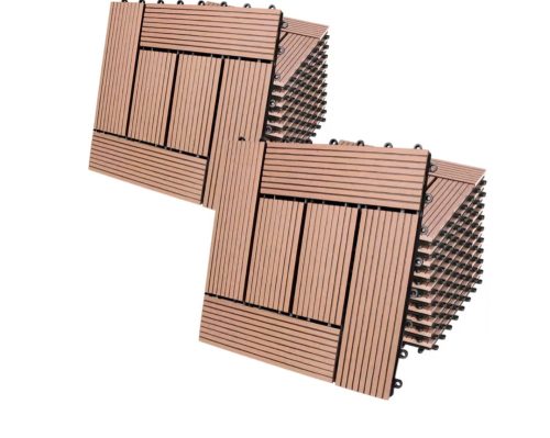 2 m² WPC kazettás teraszburkolólap 22 darabos készlet 30x30 cm mozaik balkonburkolólap Terrakotta teraszburkolat