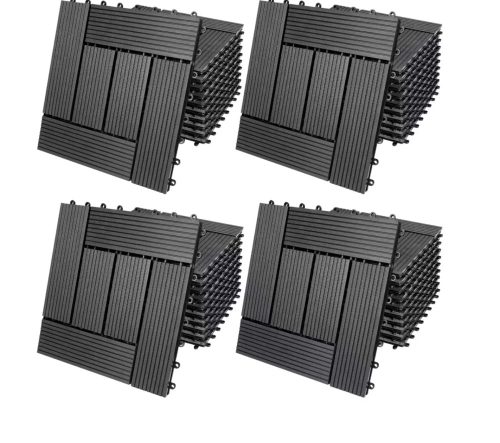 4 m² WPC kazettás teraszburkolólap 44 darabos készlet 30x30 cm mozaik balkonburkolólap antracit teraszburkolat