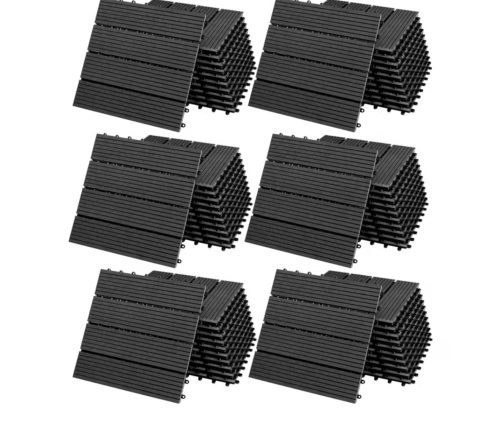 6 m² WPC kazettás teraszburkolólap 66 darabos készlet 30x30 cm klasszikus balkonburkolólap antracit teraszburkolat