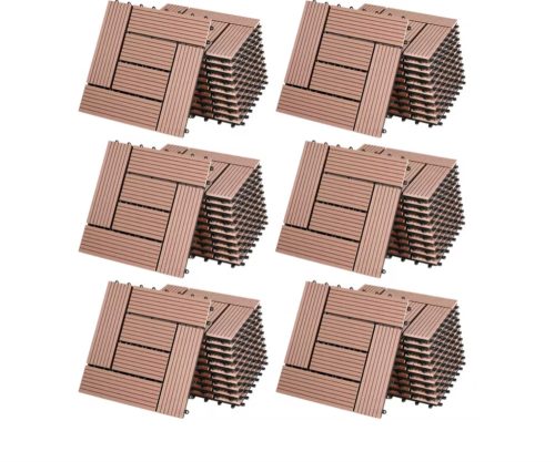 6 m² WPC kazettás teraszburkolólap 66 darabos készlet 30x30 cm mozaik balkonburkolólap Terrakotta teraszburkolat