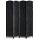 Térelválasztó 4 paneles kézzel szőtt, sötét rattan hatású paraván