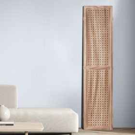   Térelválasztó 4 részes barna fa paraván 170 cm magas modern stílus perforált panelek