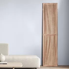   Térelválasztó 4 részes barna fa paraván 170 cm magas modern stílus perforált panelek